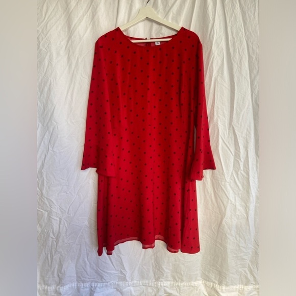 Old Navy Bell Sleeve Dress Polka Dot Red Size Medium Size XL - Picture 2 of 14